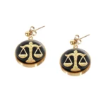 گوشواره طرح ترازو عدالت با ورق طلای 24عیار